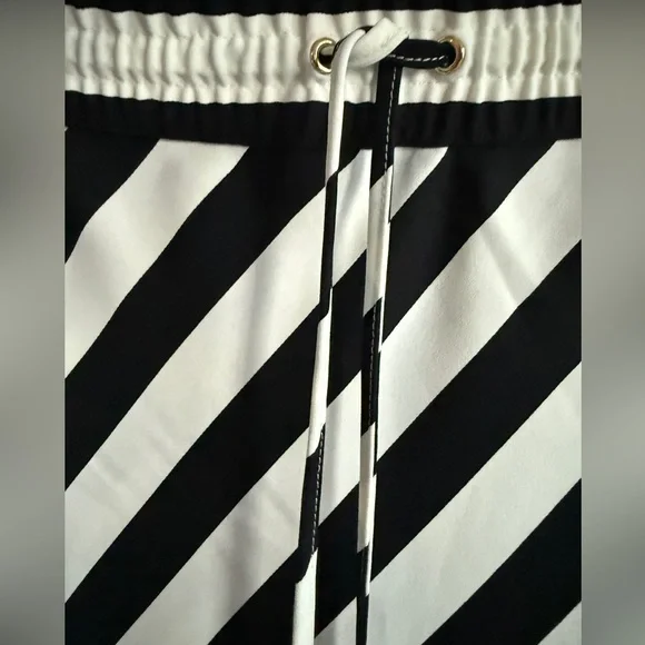 NWT LRL Ralph Lauren Black Label Sz 10 Black & White Striped Asymmetrical Skirt